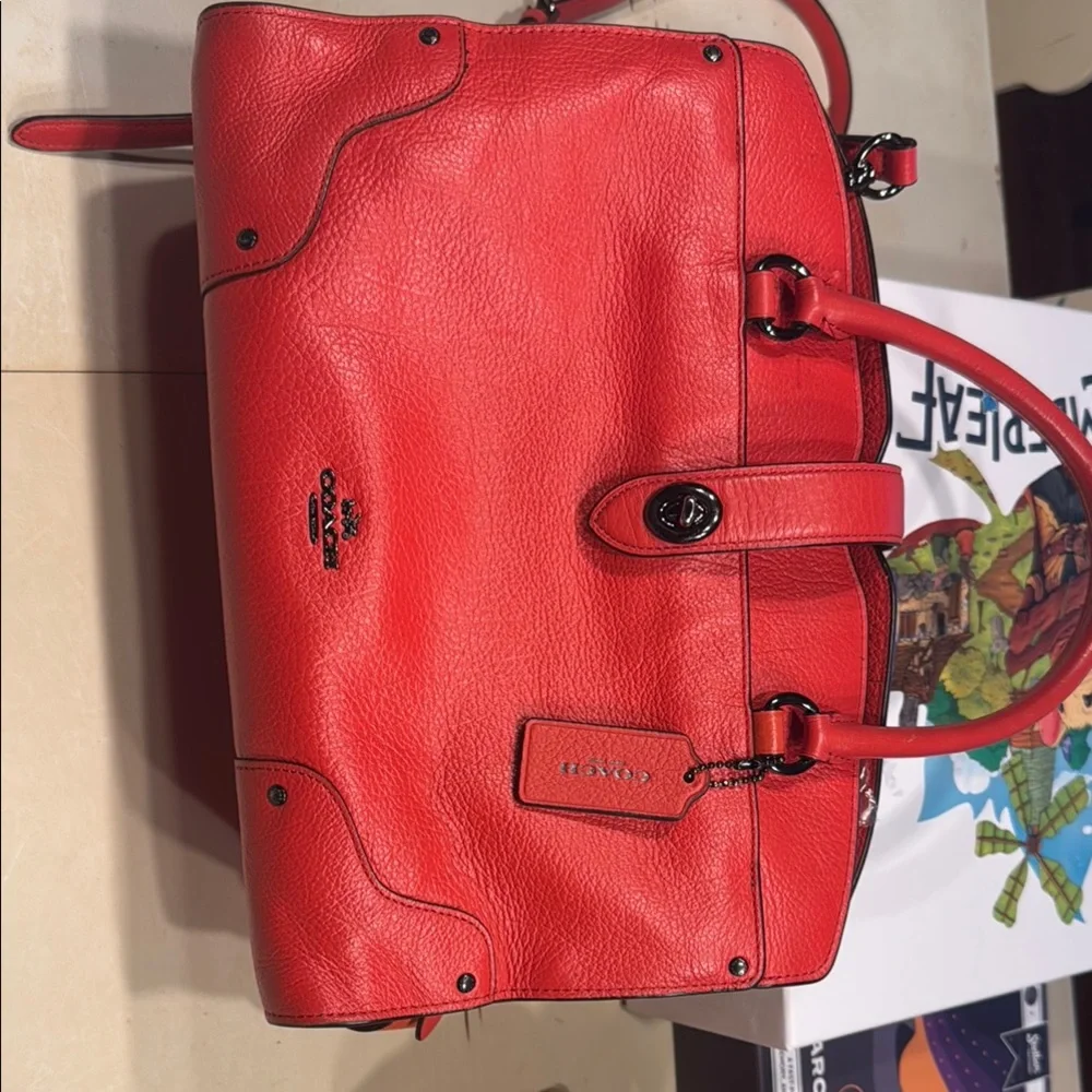 Coach Red Leather Satchel with Classic Design - Picture 1 of 3